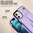 thumbnail image 4 of For Apple iPhone 12 mini RFID Blocking Protective Purse Wallet Case Magnetic Flip Cover Multi-Card Slots Pocket With Detachable Shoulder Strap And Wrist Strap,Purple,For iPhone 12 mini, 4 of 7