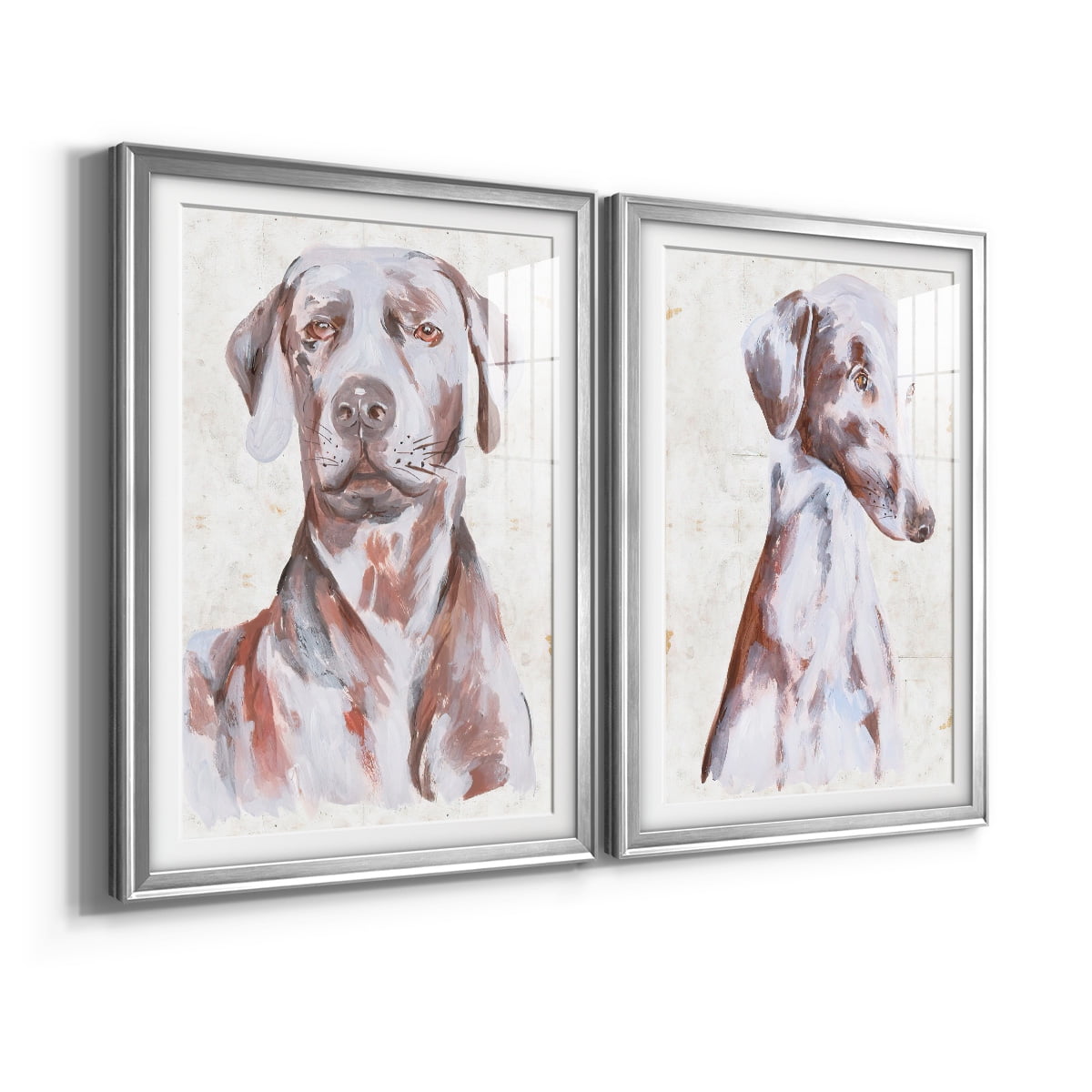 Wexford Home Sitting Dog I Premium Framed Print, 30.5" x 42.5" - Ready to Hang, Silver (Set of 2)
