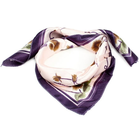 Lady Leaf Dandelion Printed Pink Purple Polyester Neckerchief Scarf Bandelet