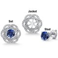 thumbnail image 5 of Gem Stone King 925 Sterling Silver Stud Earrings with Jackets Created Sapphire and Moissanite (2.72 Cttw), 5 of 6