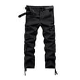 thumbnail image 4 of IAJDKMEK Men's Cargo Pants - Loose Multi-Pocket Pants Drawstring Wide Leg Casual Pants for Hiking and Outdoor Activities with Straight Cut,Black 4XL, 4 of 6