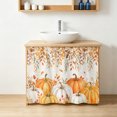 thumbnail image 4 of Orange White Pumpkin Fall Cabinet Curtains 28''x35'', Thanksgiving Weeping Leaves Sink Base Skirt for Bathroom Kitchen Under Desk, Laundry Privacy Drape Waterproof Closet Dishwasher Curtains, 4 of 9