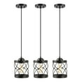 thumbnail image 2 of JONATHAN Y Marelle 6.5" 1-Light Farmhouse Industrial Iron Filigree Caged Jar LED Pendant, Oil Rubbed Bronze (Set of 3), 2 of 11