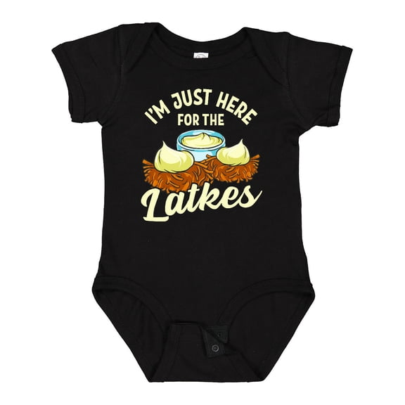 Inktastic Hanukkah Funny Here for Latkes Boys or Girls Baby Bodysuit