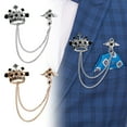thumbnail image 2 of Yesbay Men Suit Coat Brooch Rhinestone Crown Brooch Tassel Lapel Pin Badge Formal Occasion Business Corsage Clothes Jewelry, 2 of 7