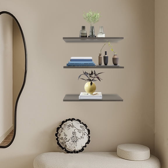 3 PCS 44.45*24.13*2.54cm/17.5*9.5*1in Acrylic Floating Shelves, Wall Mounted Shelf, Floating Shelf Organizer for garages, offices, living rooms, studies, kitchens, and bedrooms