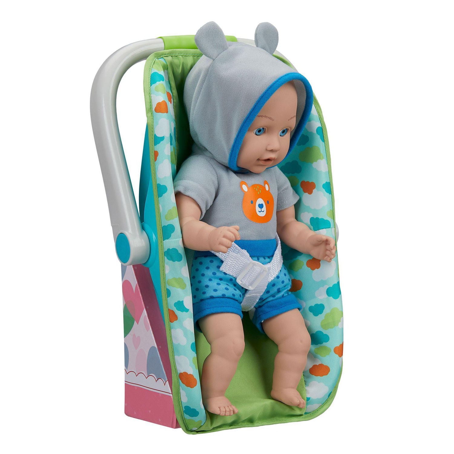 My Sweet Baby 13-inch Baby Doll with Carrier and Handle Play Set, Blue Eyes, Light Skin Tone, Blue Theme