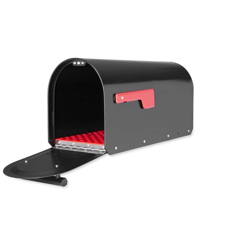 Architectural Mailboxes Sequoia™ Heavy duty Steel Metal Post Mounted Mail Box for outside, Black, Large Curbside Mailbox with Magnetic Latch