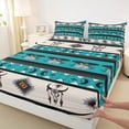 thumbnail image 3 of Feelyou Boho Moth Aztec Queen Sheet Sets, Moon Sheep Skeleton Bed Set, 4-Piece, 3 of 7