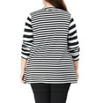 thumbnail image 3 of Agnes Orinda Women's Plus Size Open Front Long Sleeve Mixed Striped Cardigan 2X Black, 3 of 8