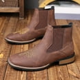 thumbnail image 2 of Leozcaa Western Cowboy Boots for Men Square Toe Chelsea Boots Ankle Cowboy Boots Casual Retro Short Boots, 2 of 5