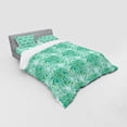 thumbnail image 3 of Turquoise Duvet Cover Set, Floral Pattern with Beryl Crystal Guilloche Flowers Carving Art Elements Image Print, Bedding Set with Shams and Fitted Sheet, 3 Sizes, by Ambesonne, 3 of 3