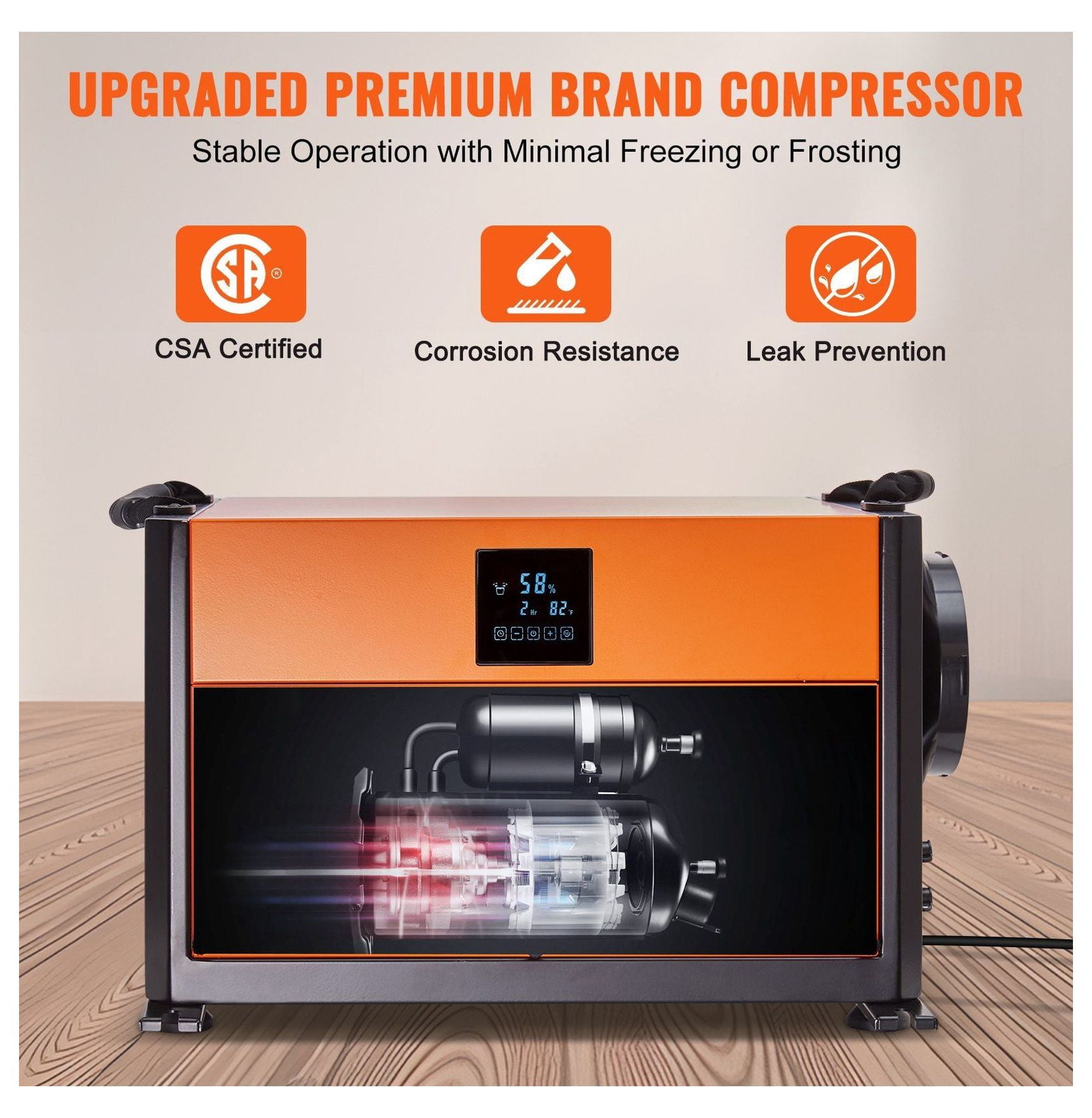 190 Pints Commercial Dehumidifier - Crawl Space, Basement & Warehouse - Auto Defrost, Drain Hose Included - Water Damage Restoration - CSA Certified