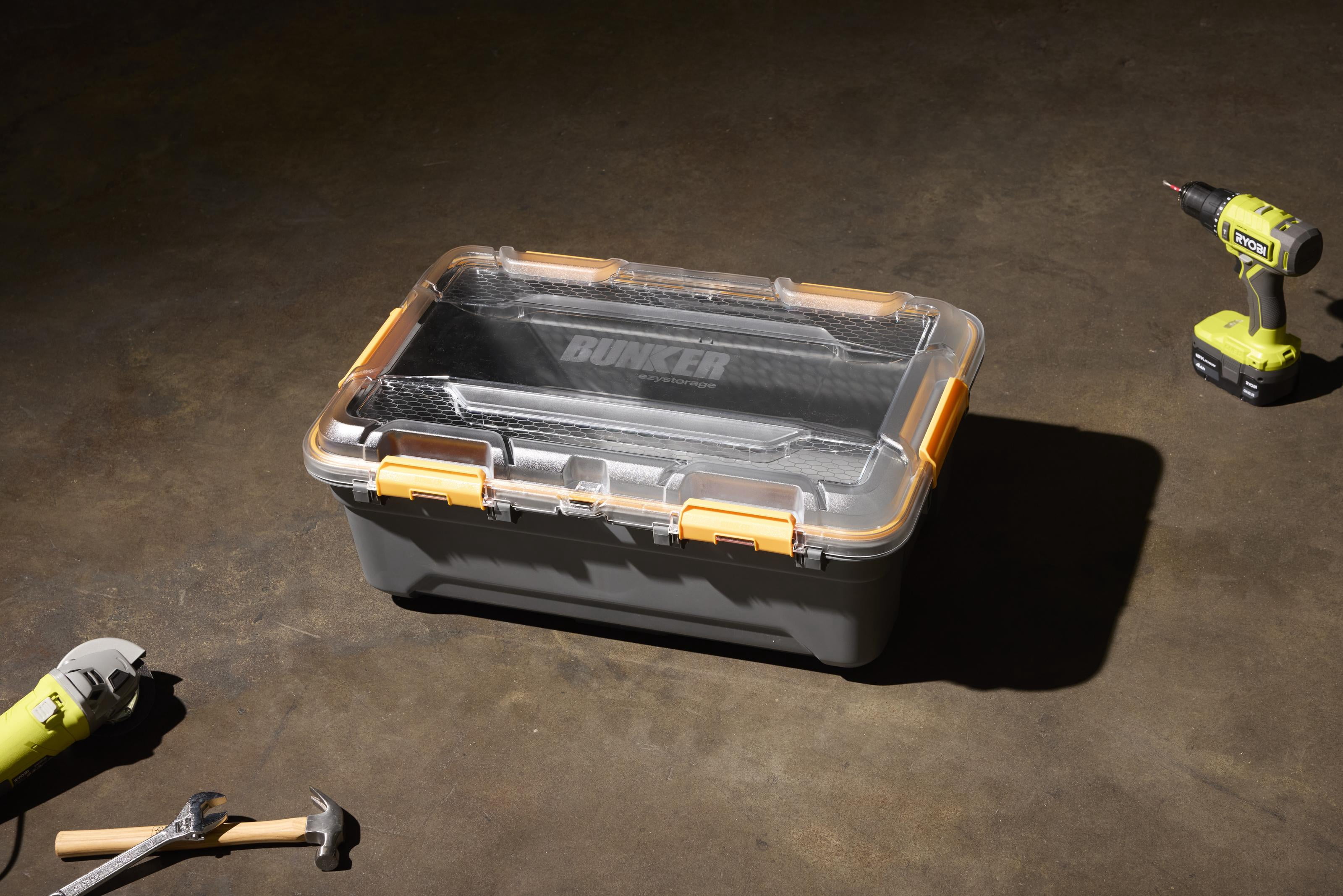 Ezy Storage 11.9 Medium Gasket Tote, IP68 WaterProof Plastic Storage Bin with Lid, Gasket Seal and Durable Latches, Gray