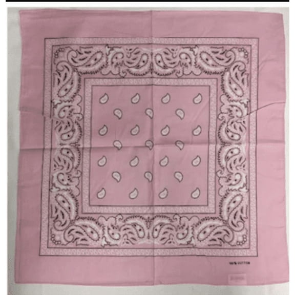 12 Light Pink Bandana Paisley Head Wrap 100% Cotton 22"X22"
