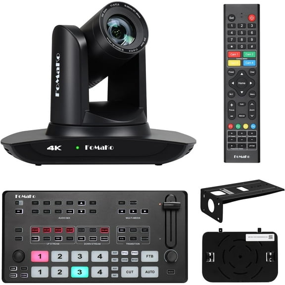 FoMaKo 4K PTZ Camera HDMI, AI Auto-Tracking, 4K 20X Optical Zoom, M1 Video Mixer Switcher,for Church Worship Education Conference Events, PTZ Bundle(K20UH M1)