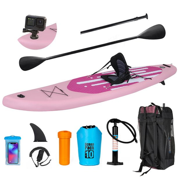 Elecwish 11Ft Inflatable Stand Up Paddle Board With Kayak Seat, Non-Slip  Deck Sup Paddle Board Accessories Backpack Leash Pump, Pink - Walmart.Com