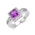 thumbnail image 3 of Purple Sapphire Chunky Square Halo Ring, 3 of 9