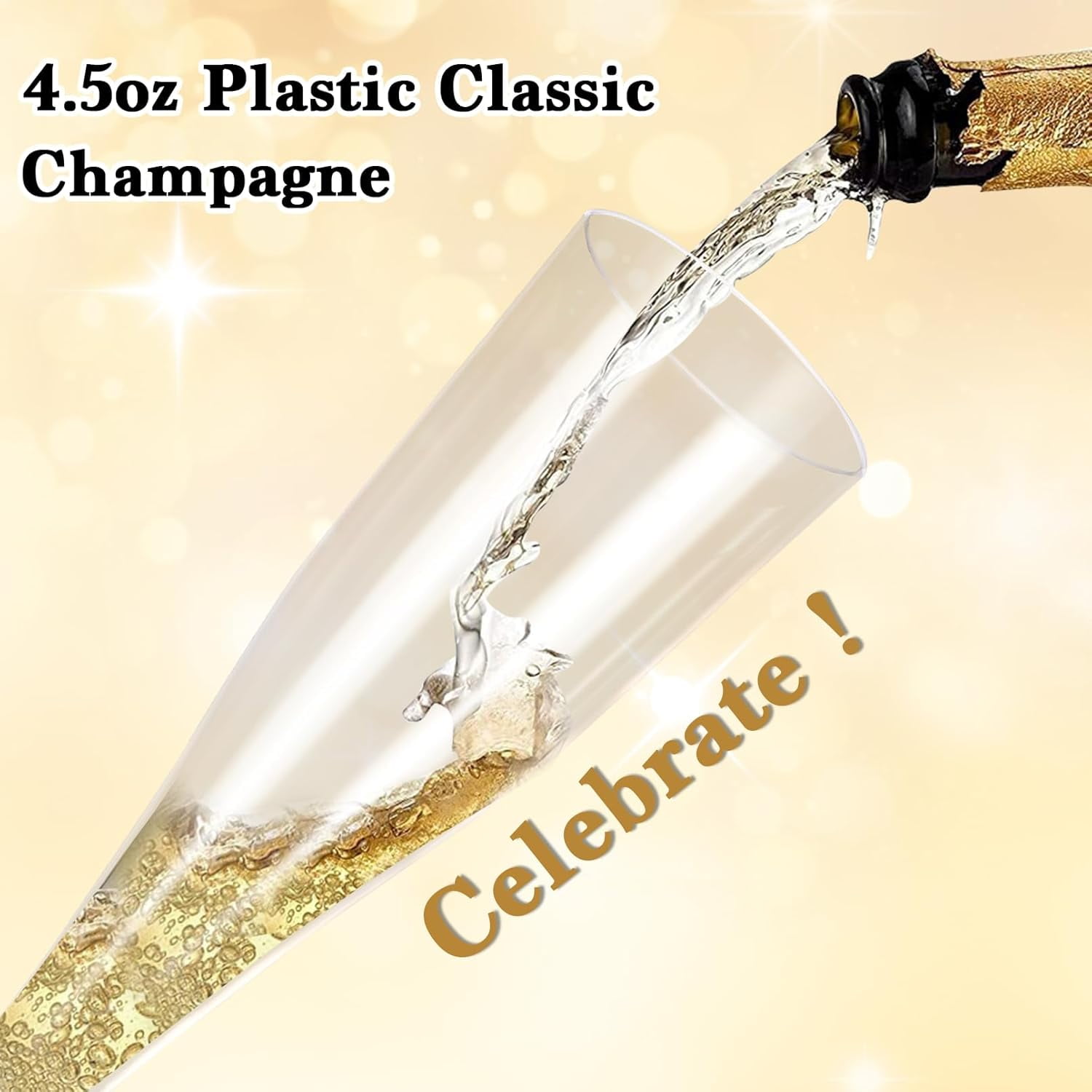100 Pack Plastic Champagne Flutes Disposable,4.5 oz Plastic Champagne Glasses,Clear Disposable Champagne Flute,Clear Toasting Glasses for Parties, Weddings