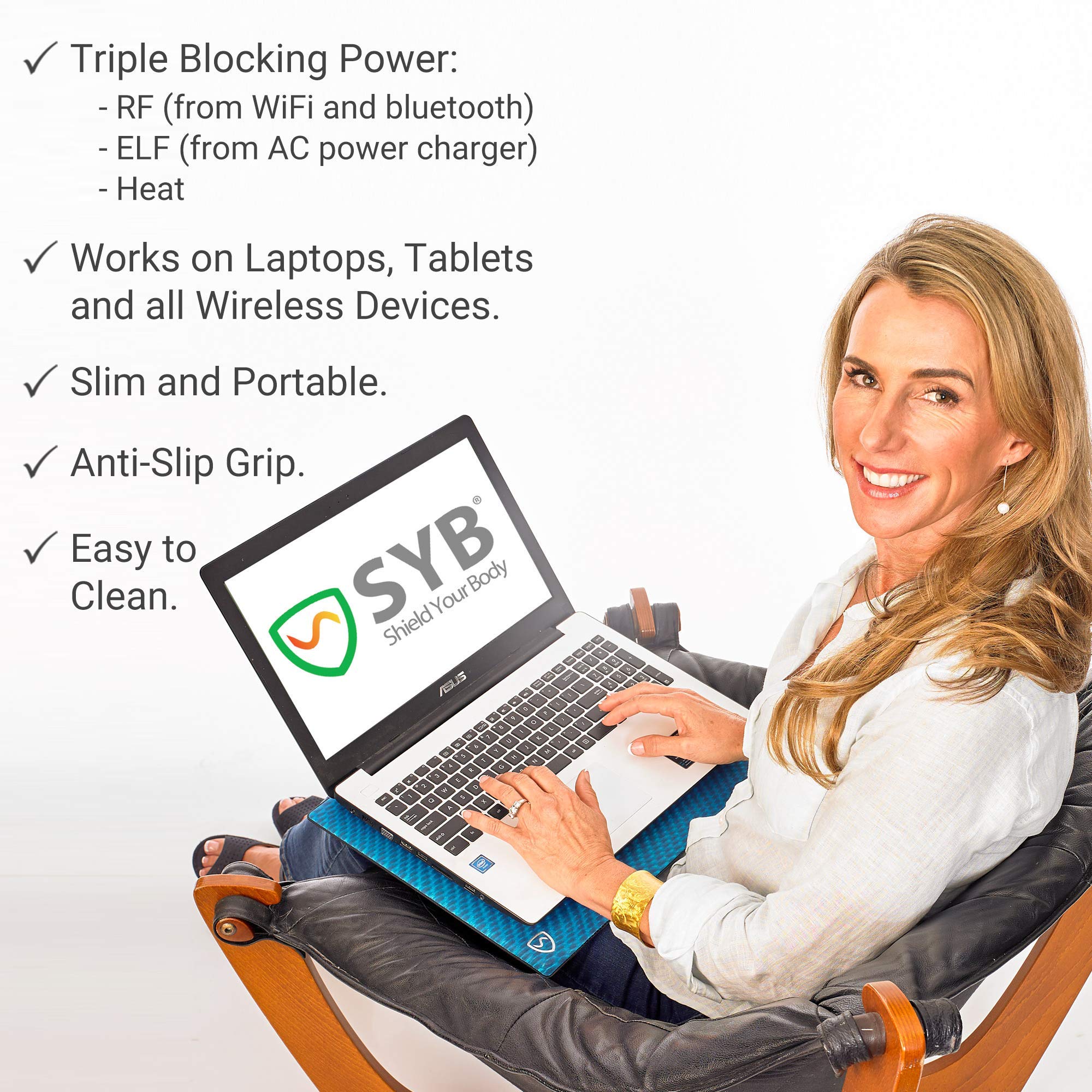Shield Your Body Laptop Pad EMF Radiation Protection Shield and Heat Blocker For Laptops 17 Inch Ultra Marine