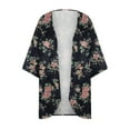 thumbnail image 3 of New Arrivals AXXD Black Swimsuit Cover Up Women Floral Print Puff Sleeve Kimono Cardigan Loose Chiffon Cover Up Tops, 3 of 4