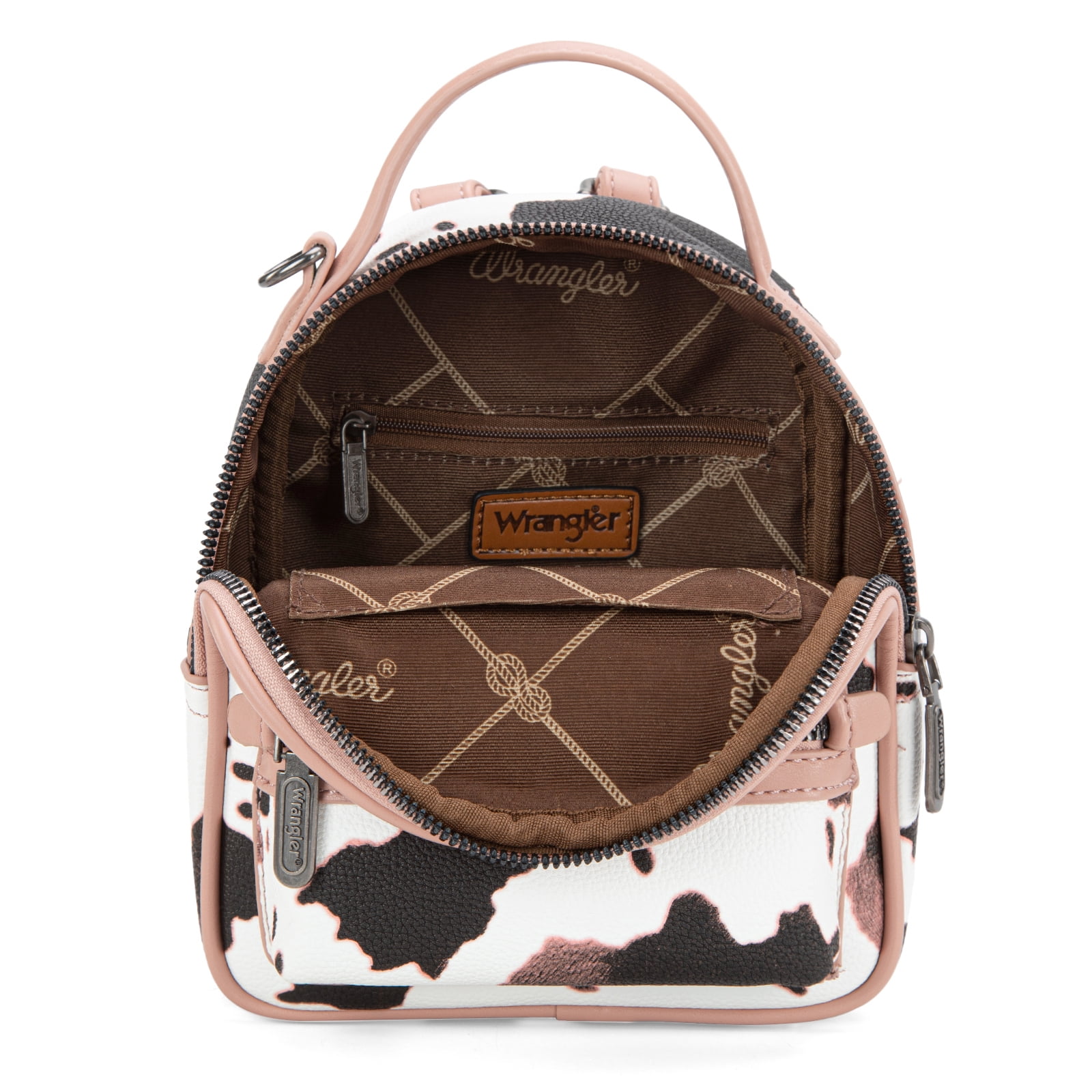 Wrangler Mini Backpack Cute Cow Print Backpack Purse for Women, Pink
