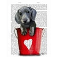thumbnail image 2 of Fab Funky 20x24 Black Ornate Wood Framed with Double Matting Museum Art Print Titled - Buckets of Love Dachshund Puppy, 2 of 4