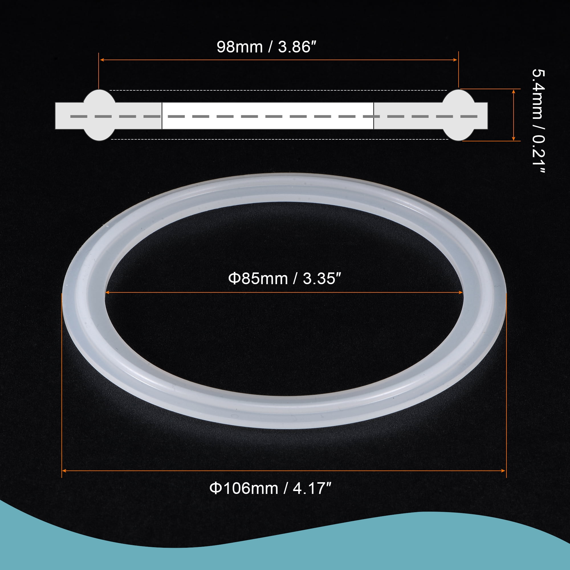 Unique Bargains Silicone Rubber Gaskets White 5Pcs 3.5"
