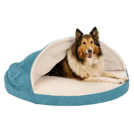 UPC: 0842229112863 | FurHaven Pet Products | Cooling Gel Faux Sheepskin Snuggery Pet Bed for Dogs & Cats – Blue 44