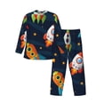 thumbnail image 2 of Bingfone Men'S Pajama Set 2 Piece Loungewear Pjs, Long Sleeve With Pajama Pants-Spaceships And Stars, 2 of 9