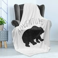 thumbnail image 4 of Adventure Soft Flannel Fleece Blanket, Black Silhouette of a Wild Bear Zoo Animal Nature Passion Hipster Design, Cozy Plush for Indoor and Outdoor Use, 50" x 60", Charcoal Grey White, by Ambesonne, 4 of 5