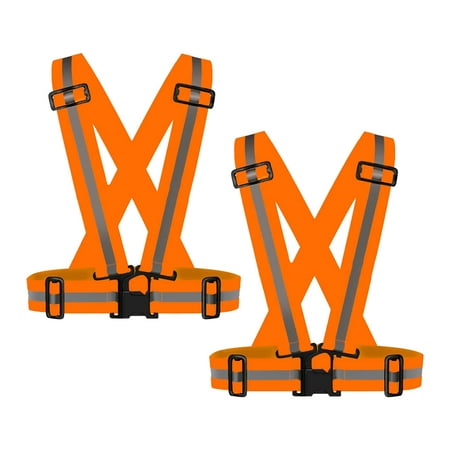 

Running Reflective Vest Gear 2Pack High Visible Reflective Running Vest Adjustable Safety VES for Night Outdoor Running Cycling Motorcycle Dog Walk Jogging，Orange Orange F43305