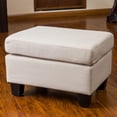 thumbnail image 1 of Franklin Linen Fabric Ottoman, 1 of 6