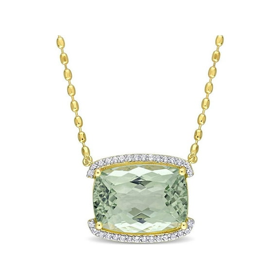 16.60 Carat (Ctw) Green Quartz Pendant Necklace in Yellow Plated Sterling Silver with Chain for Women