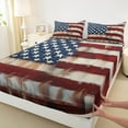 thumbnail image 3 of Feelyou American Flag Print Queen Sheet Sets for Men, Cartoon Stars Lines Flat Sheet, Oil Printing Art Queen Fitted Sheet, Luxury Bedroom Decor, 4-Piece, 3 of 7