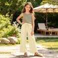 thumbnail image 2 of Girls Wide Leg Sweatpants Textured Cotton Joggers High Waist Loose Pockets Soft Casual Sport Pants Baggy Causal Open Bottom, 2 of 9