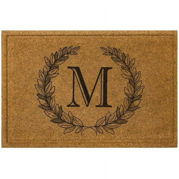 Mohwk Home Outdoor Indoor Faux coir Doormat Laurel Monogram M (2 x 3)