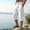 White, variant on Men's Cotton Linen Capri Long Utility Stacked Cargo Shorts Below Knee 13 Inches Relaxed Fit Casual Elastic Waist Multi-Pocket Size 3XL White