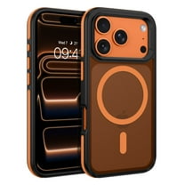 VENINGO Magnetic Phone Case for iPhone 17 Pro 6.3" Compatible with Mag-safe,Translucent Matte Shockproof Scratch Resistant iPhone 17 Pro Case,Orange