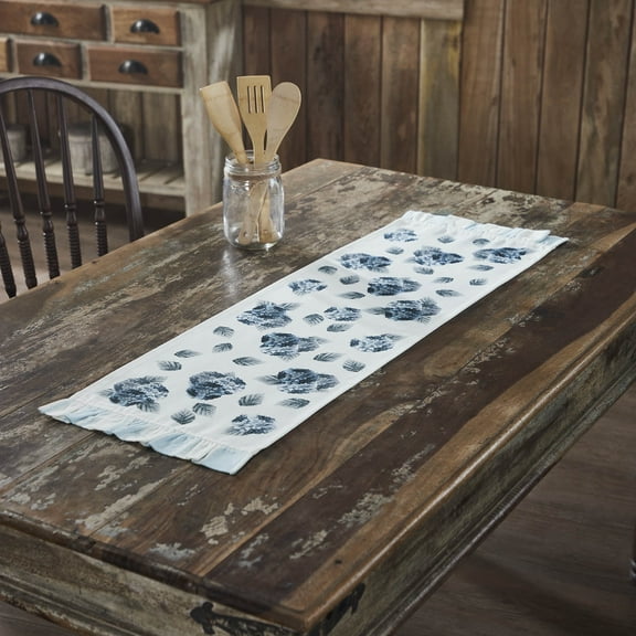 VHC Brands Runner 12x36, Recycled Plastic (PET) Dining Room, Kitchen Table Runner, Country Farmhouse Style, Finders Keepers Collection, Rectangle 12x36, Soft White