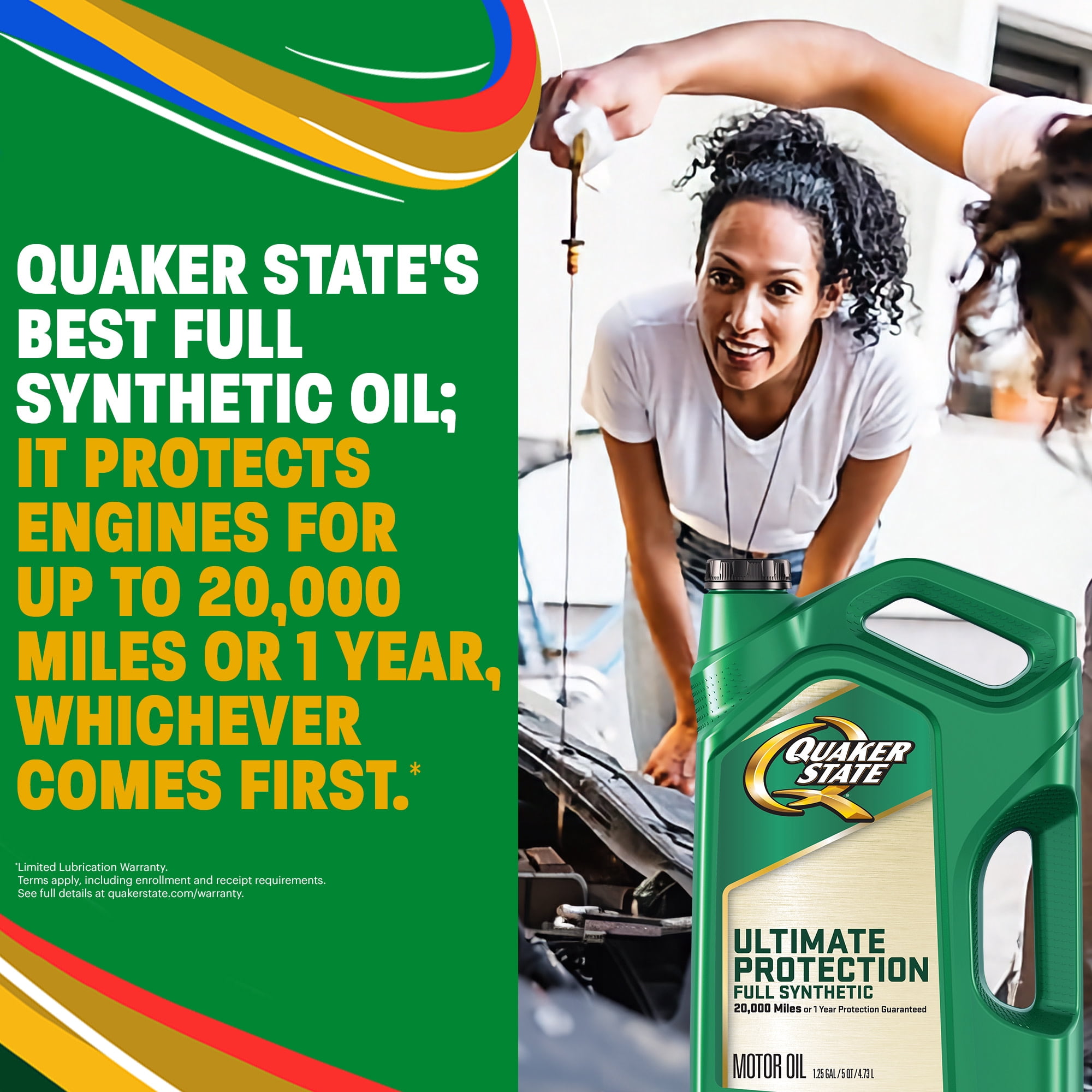 (5 pack) Quaker State Ultimate Protection Full Synthetic 5W-30 Motor Oil, 5 Quart