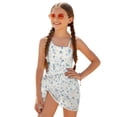 thumbnail image 2 of Xoenoiee Blue Floral Pattern Girls Swimsuits Halter One Piece Bathing Suit with Cover Up Skirt Adjustable Strap Teen Girl Swimsuit Swimwear Set, Size 7-8 Years, 2 of 7
