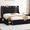 Black(with Charging Station), variant on JoanKaren Queen Bed Frame,Velvet Upholstered Platform Bed with Wing Side Headboard,Easy Assembly,Navy Blue