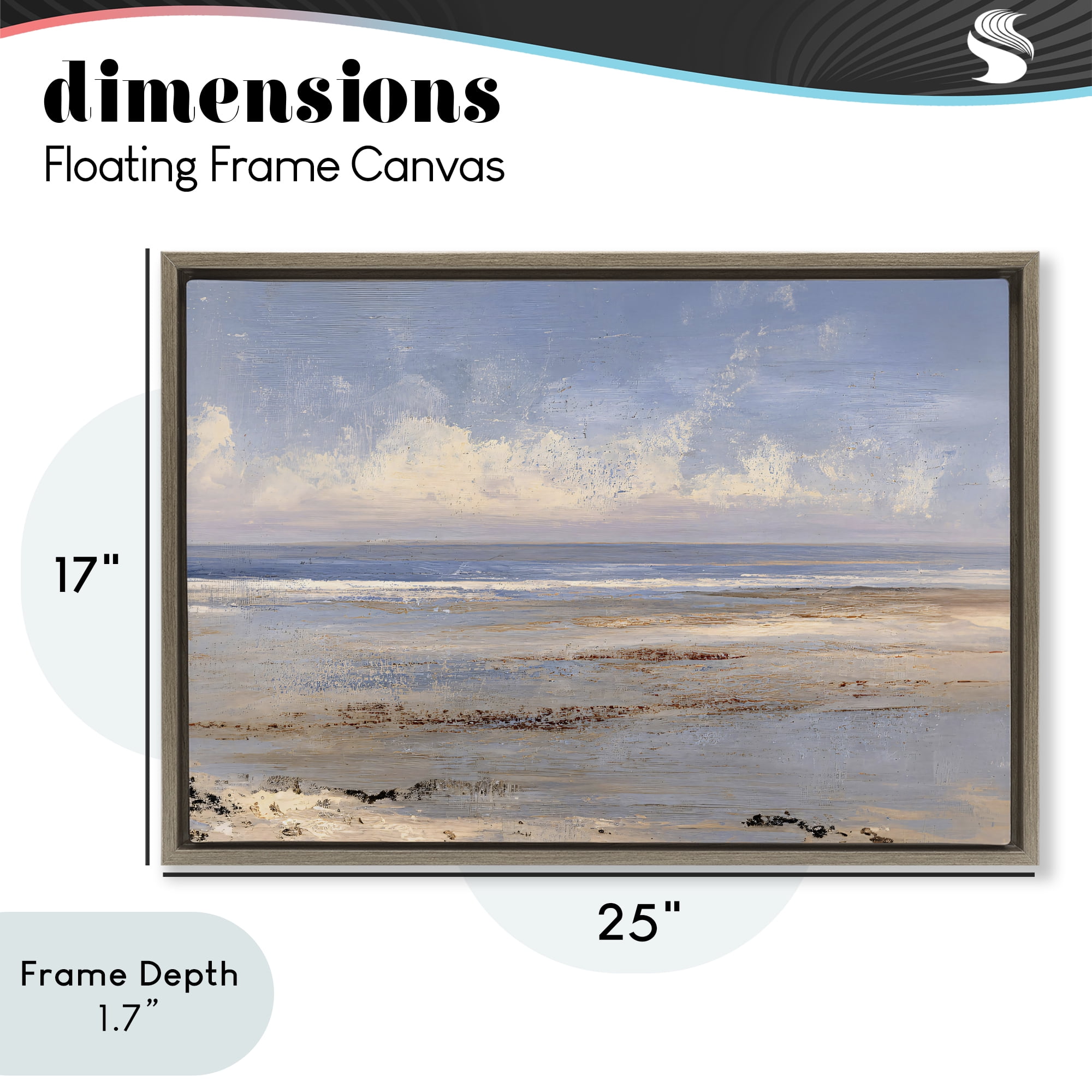 Stupell Industries Rustic Ocean Horizon Impression Brown Framed Floater Canvas Wall Art, design by Jacky Ngan