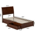 thumbnail image 4 of AFI, Andorra Twin XL Platform Bed with Panel Footboard and Storage Drawers, Walnut, 4 of 5