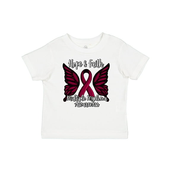 Inktastic Multiple Myeloma Cancer Awareness Hope & Faith with Butterfly Ribbon Boys or Girls Baby T-Shirt