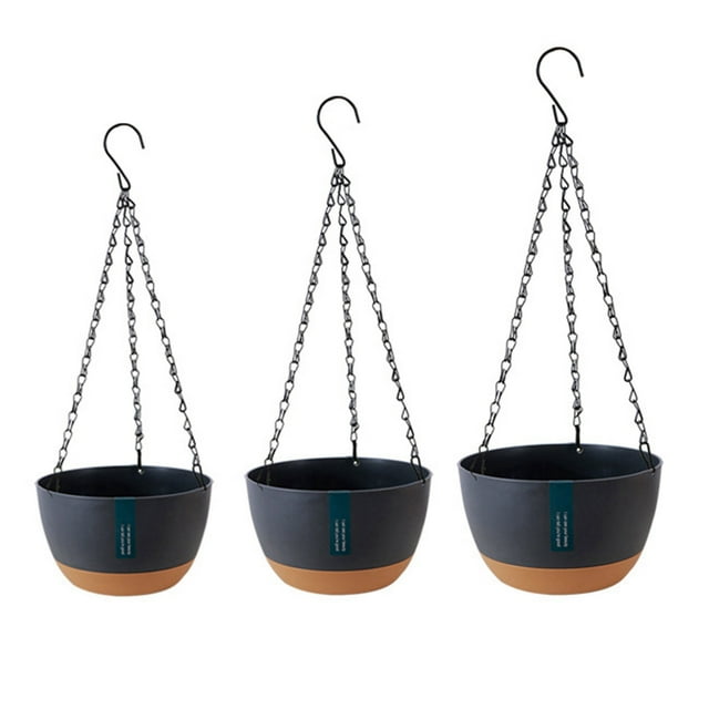 Hanging Plant Pot,Hanging Double Chain Hanging Hanging Flower Plant Pot Automatic Water Absorbing Basin High Capacity
