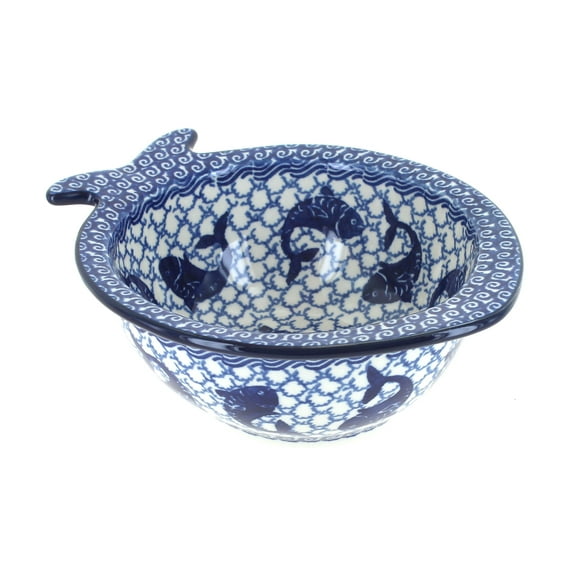 Blue Rose Polish Pottery Mosaic Beach Fish Bowl