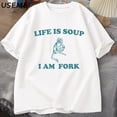 thumbnail image 3 of Camiseta con estampado de Life Is Soup I Am Fork Frog para hombre y mujer, Camisa de algodón con estampado de animales, estilo Retro, divertida, de verano, 3 of 4