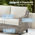 thumbnail image 4 of Planntonneo Wicker Outdoor 3 Seater Sofa, Patio Deep Seat Rattan Couch with Beige Cushions, 4 of 9